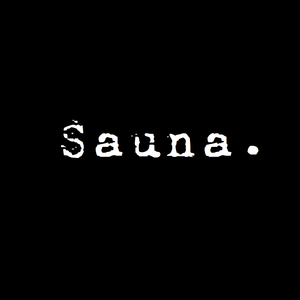 Sauna. Logo auf schwarzem Hintergrund 