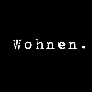 Wohnen. Logo auf schwarzem Hintergrund 